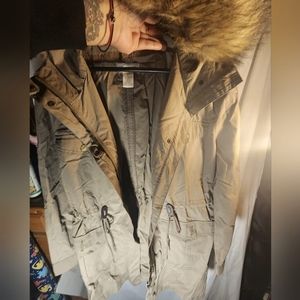 Petite Fur hooded jacket